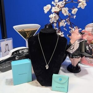 Tiffany & Co. Elsa Peretti Double Teardrop Necklace 925 Sterling Silver